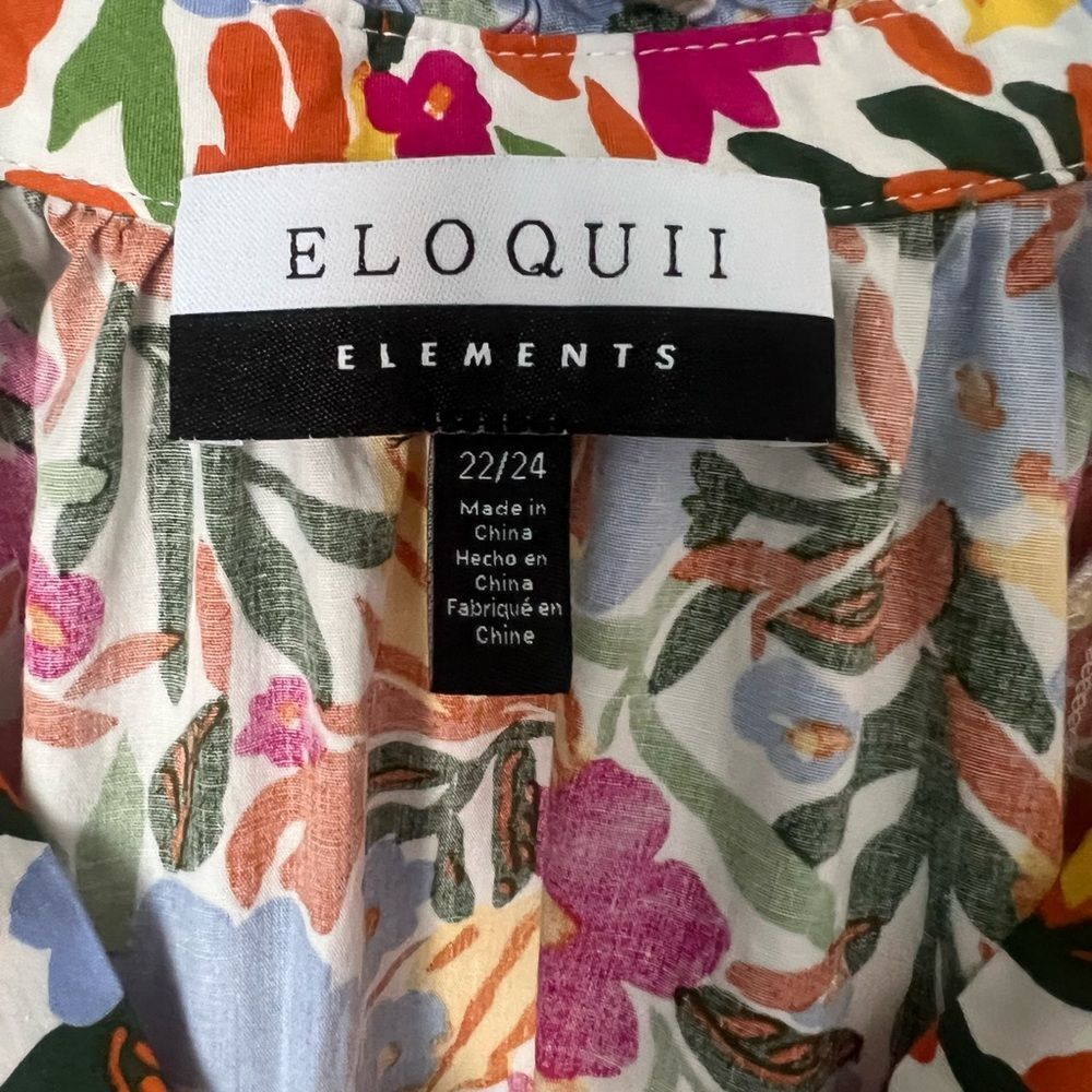 ELOQUII Elements Multicolor Tiered Floral  Summer Vacation Easy Dress Sz 22 - Picture 13 of 13